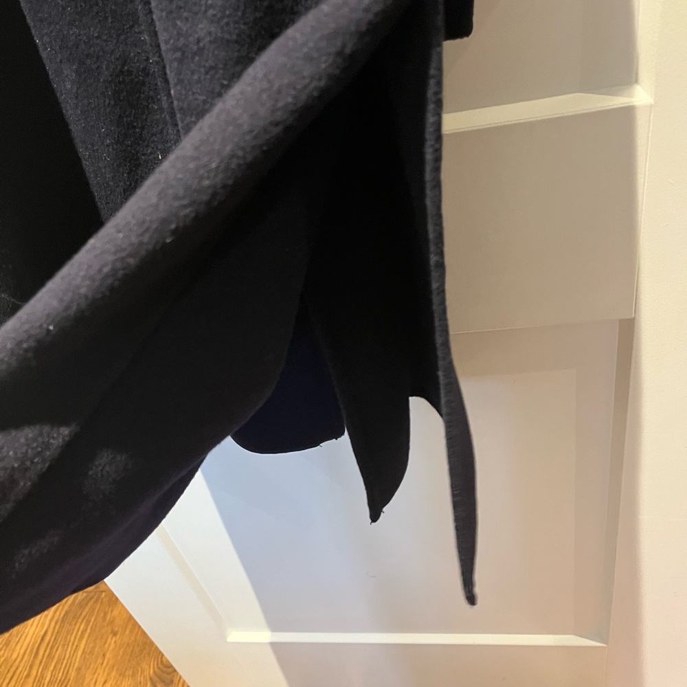 SOLD Massimo Dutti Hand Made Navy Blue Wool Wrap Coat - Picture 10 of 12